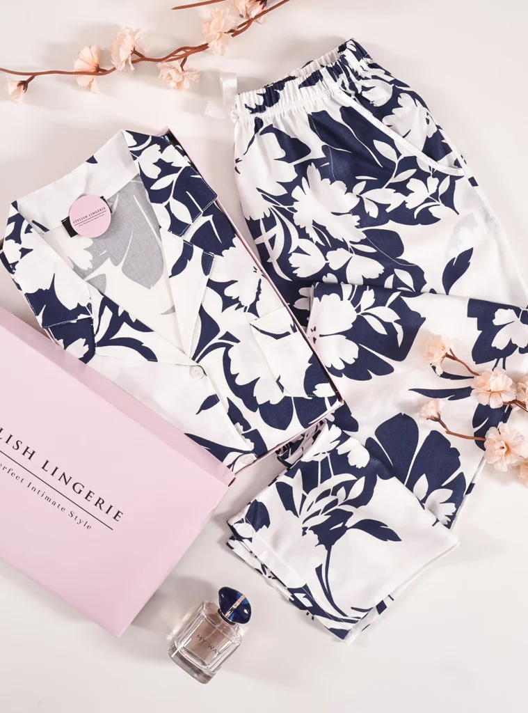Pyjama Fleur de Nuit en Satin de coton demi manche