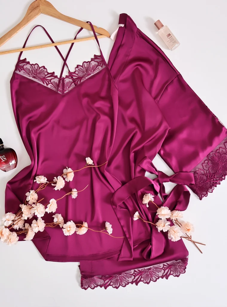 Parure de noce 2 pièces en satin de soie