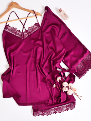 Parure de noce 2 pièces en satin de soie