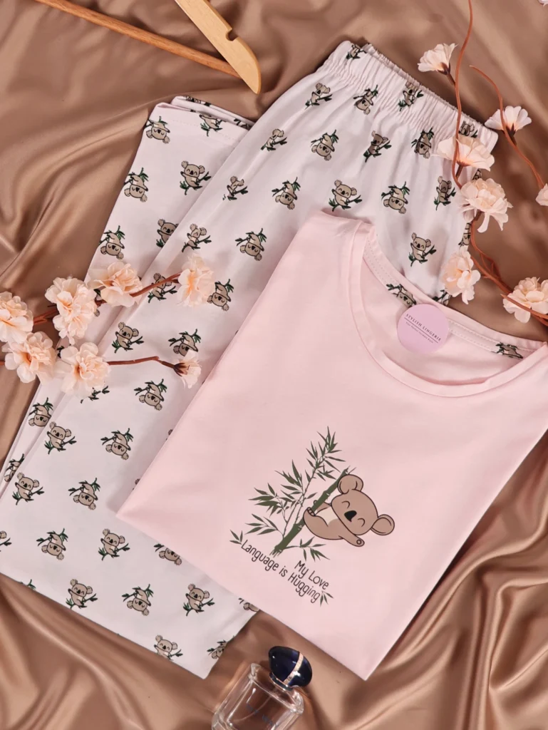 Pyjama Koala Hug Rose 100% Coton demi manche