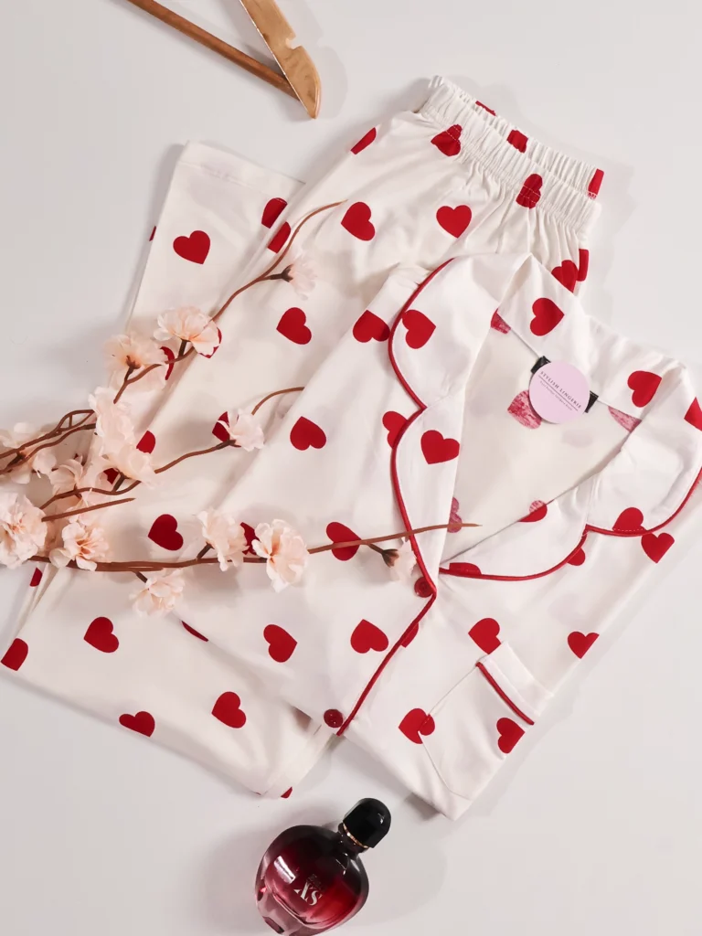 Pyjama Valentine Rouge 100% coton demi manche