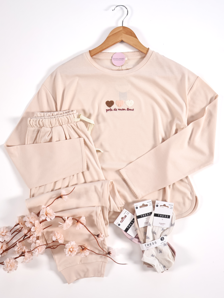 Pyjama Cœur Latte manche longue