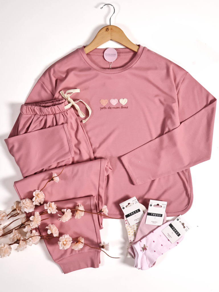 Pyjama Cœur Rosé manche longue