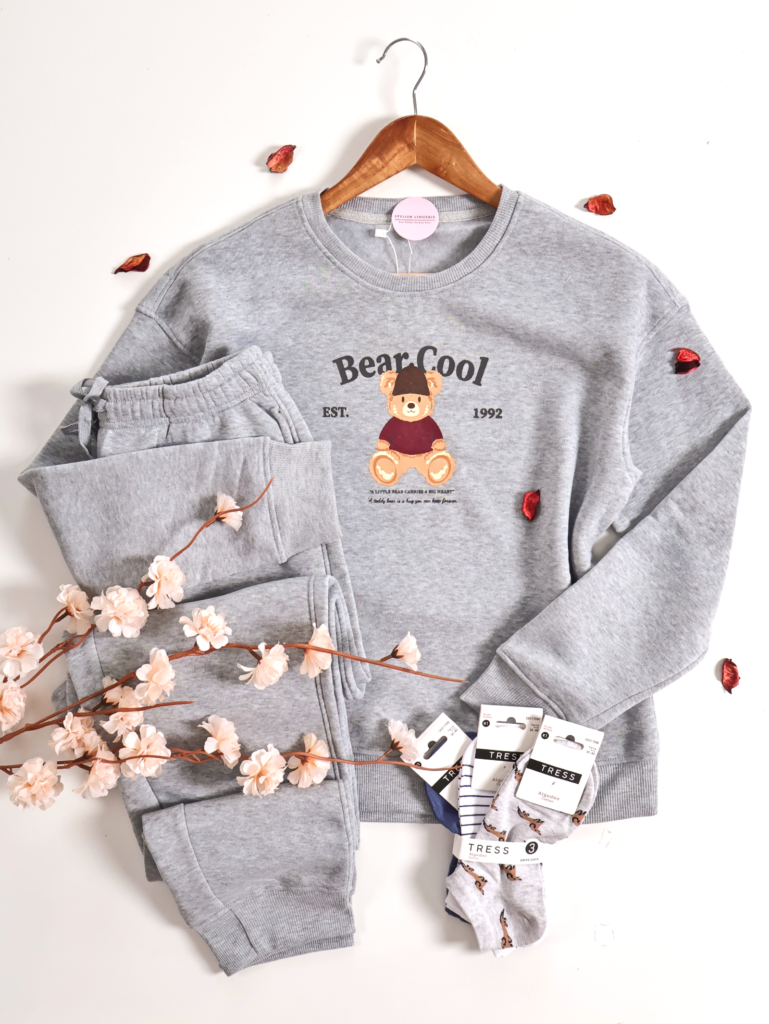 Pyjama Jogging Molletonné Bear Cool Gris