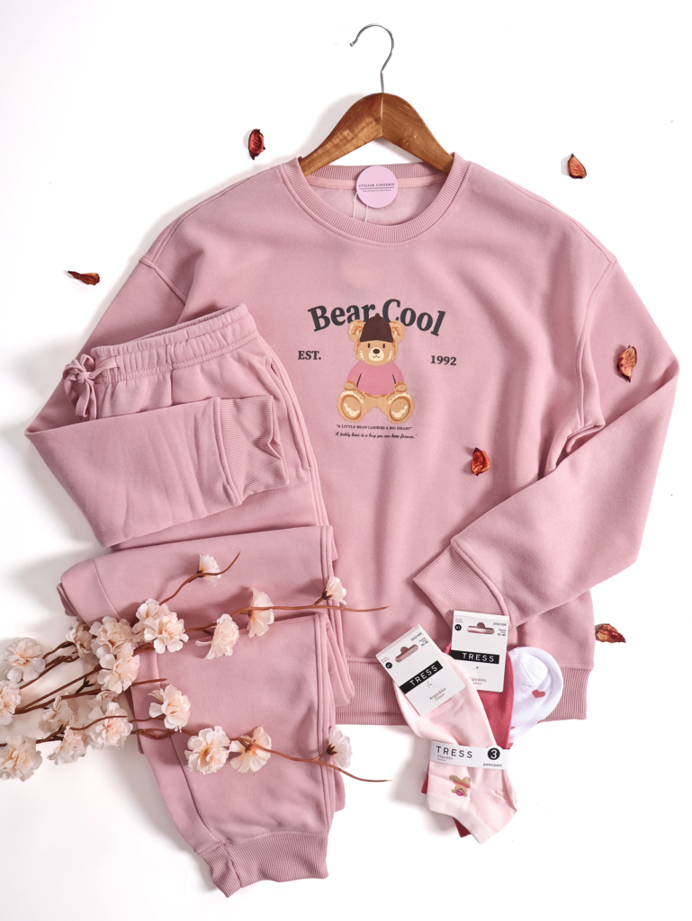 Pyjama Jogging Molletonné Bear Cool Rose