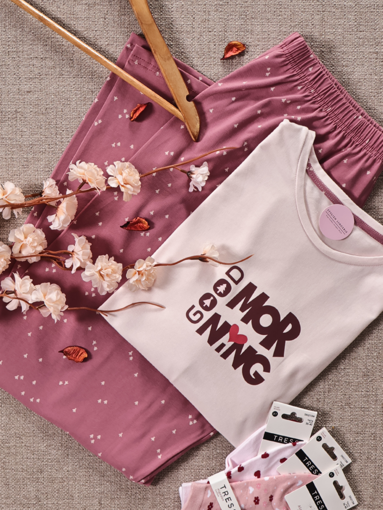 Pyjama Rosy Morning Manche Longue 100% Coton Grand Taille