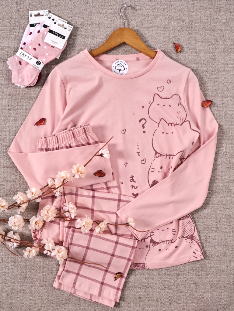 Pyjama Cat Lover Manche Longue 100% Coton Premium