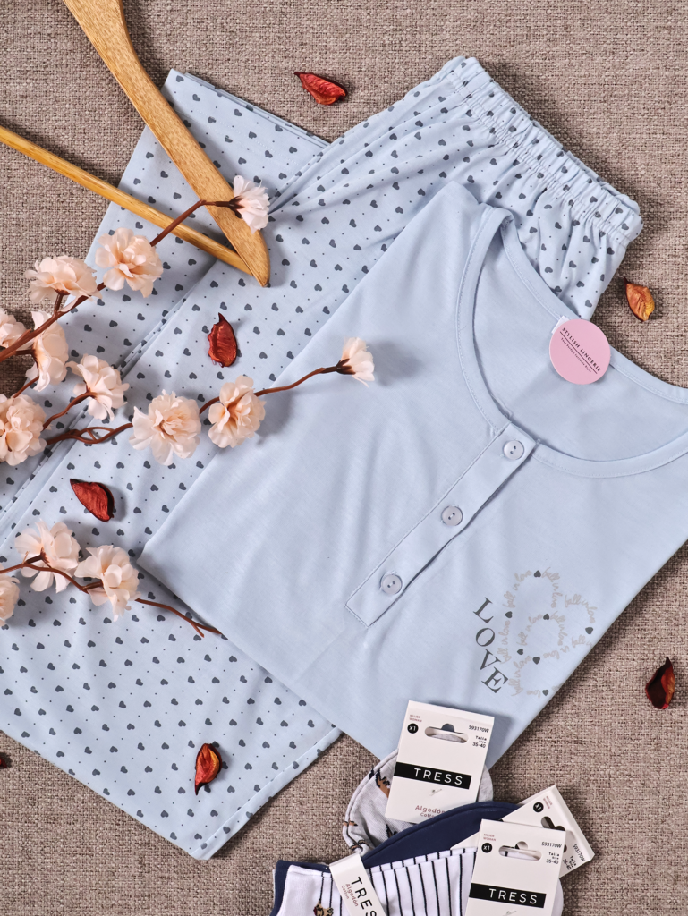 Pyjama Blue Love Manche Longue 100% Coton Viscose