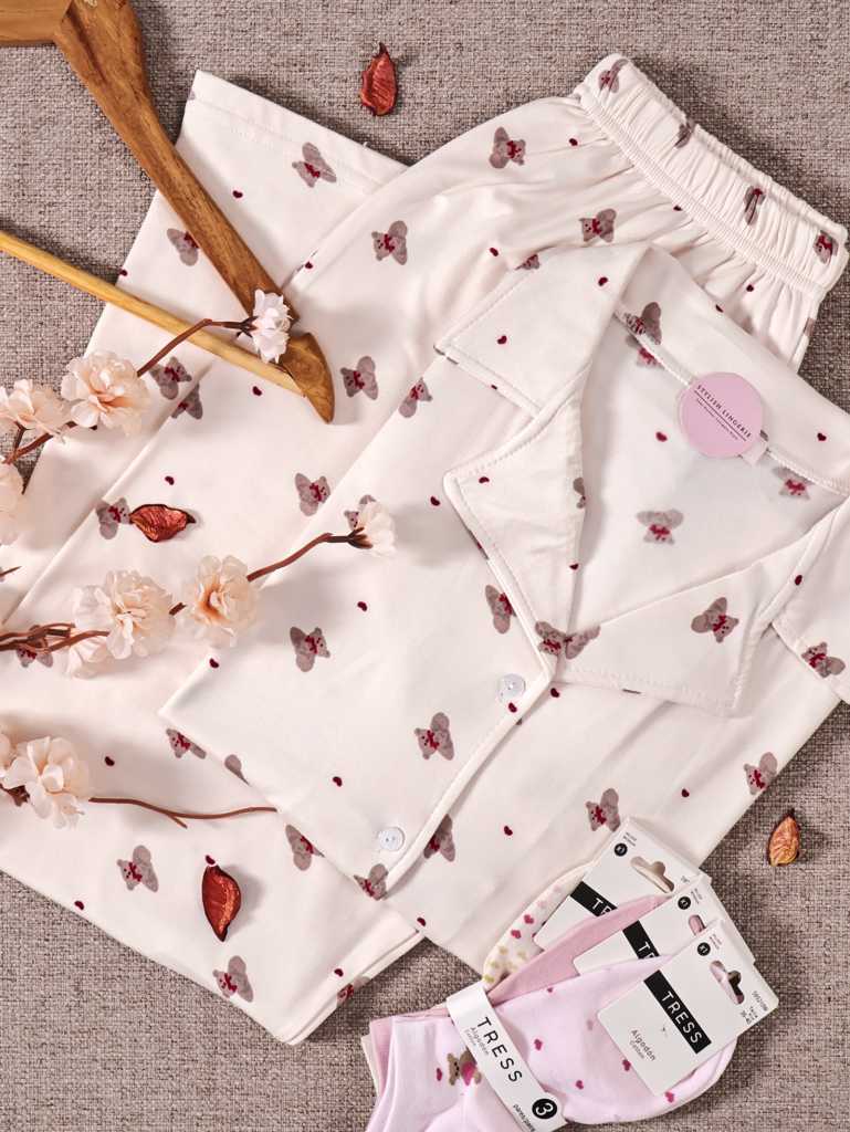 Pyjama Chemise Bear Love Manche Longue Super doux molletonné