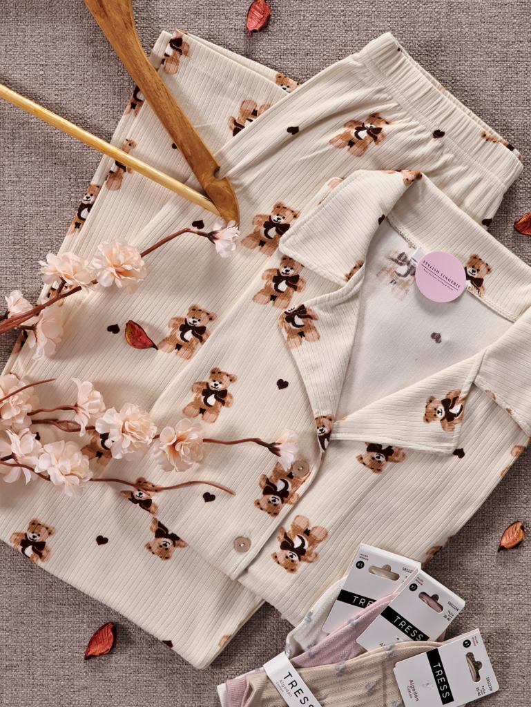 Pyjama Teddy Rib Manche Lognue Doux & Douillet