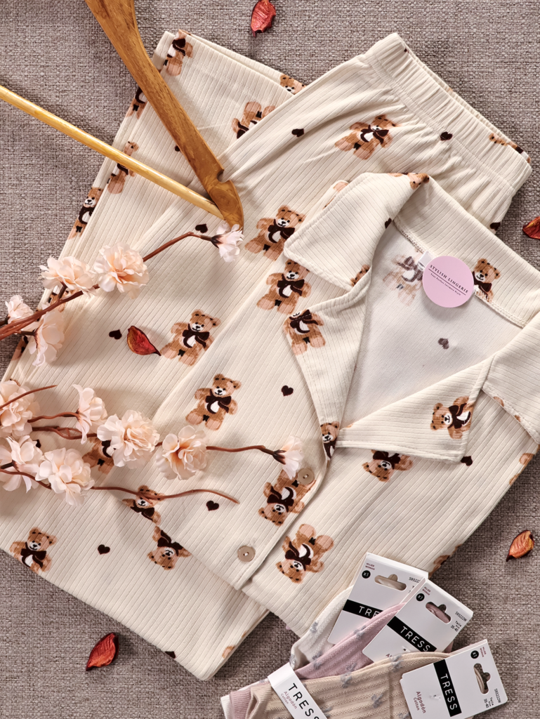 Pyjama Teddy Rib Manche Lognue Doux & Douillet