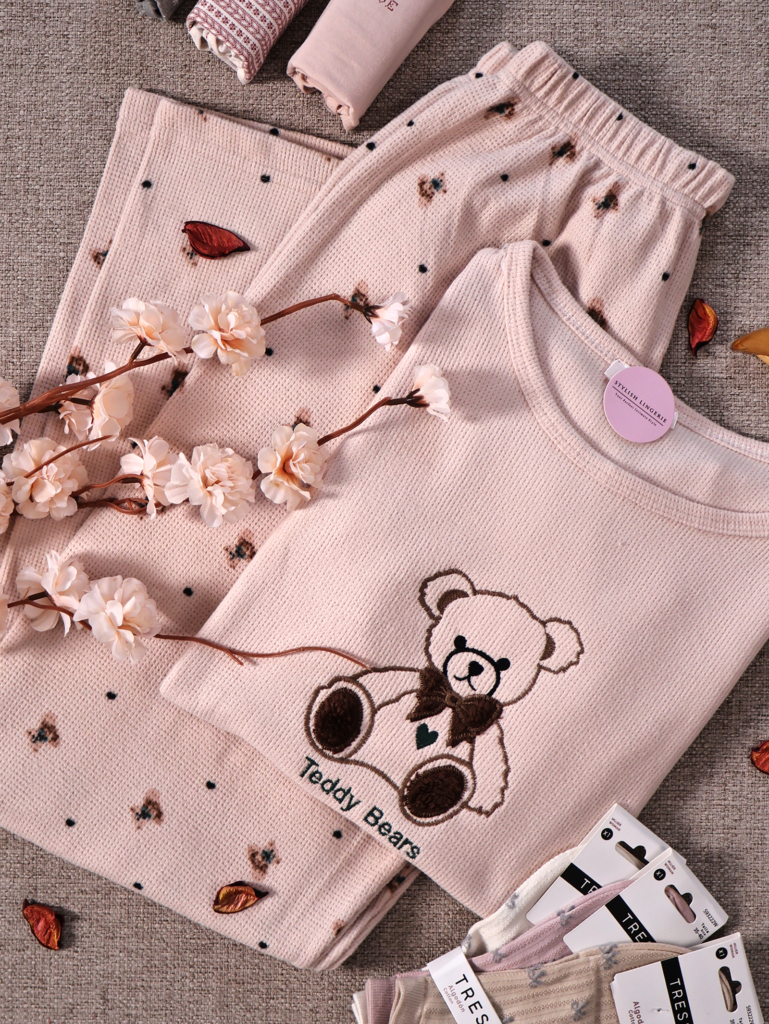 Pyjama Teddy Waffle Manche Longue Douillet